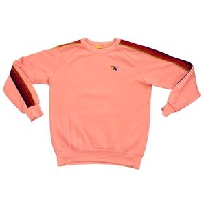 Aviator Nation Coral Sweatshirt with Multicolor Stripes